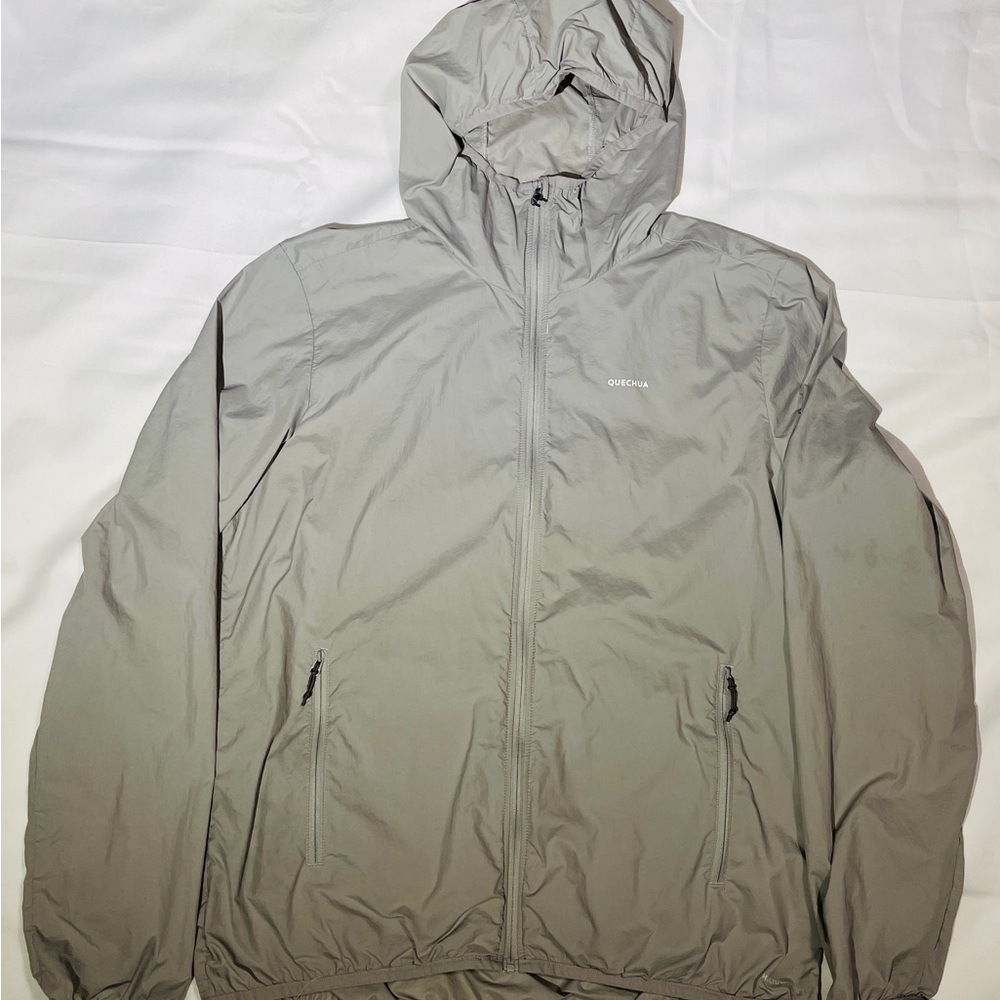 Quechua Men's Gray Hooded Windbreaker